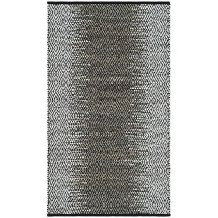 Flowers First 3 x 5 ft. Vintage Leather Hand Woven Area Rug Light Grey & Grey - Small Rectangle FL1874508